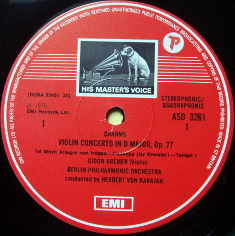 EMI ASD STAMP-DOG / GIDON KREMER, - Brahms Violin Conce...