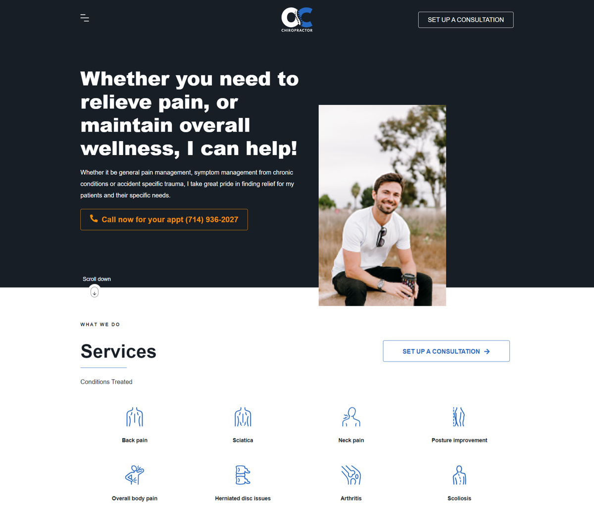 Screenshot of OC Chiropractor, from the chiropractor websites collection.