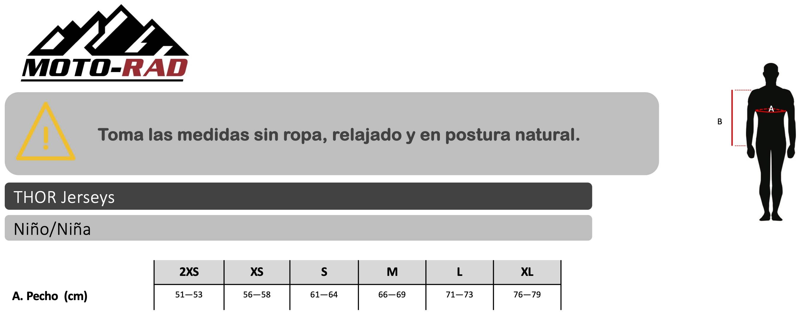 Guía de Tallas Jerseys de Niño THOR