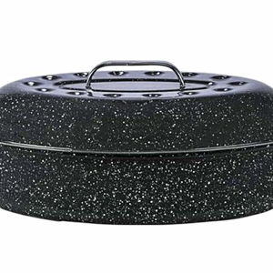 Granite Ware 15-Inch Covered Oval Roaster, 10 Lb Capacity - Speckled Black