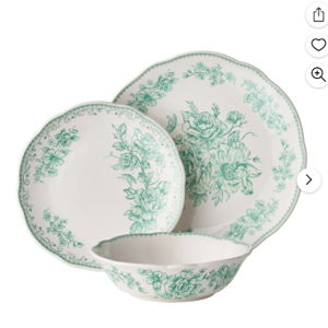 The Pioneer Woman Agatha Green 12-Piece Stoneware Dinnerware Set