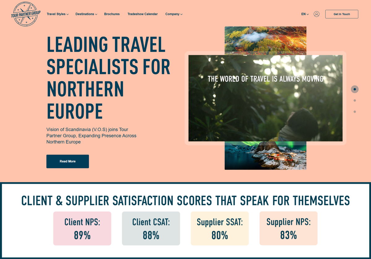 Screenshot of Tour Partner Group, from the wordpress websites collection.