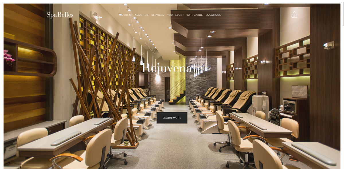 Screenshot of Spa Belles, from the beauty websites collection.
