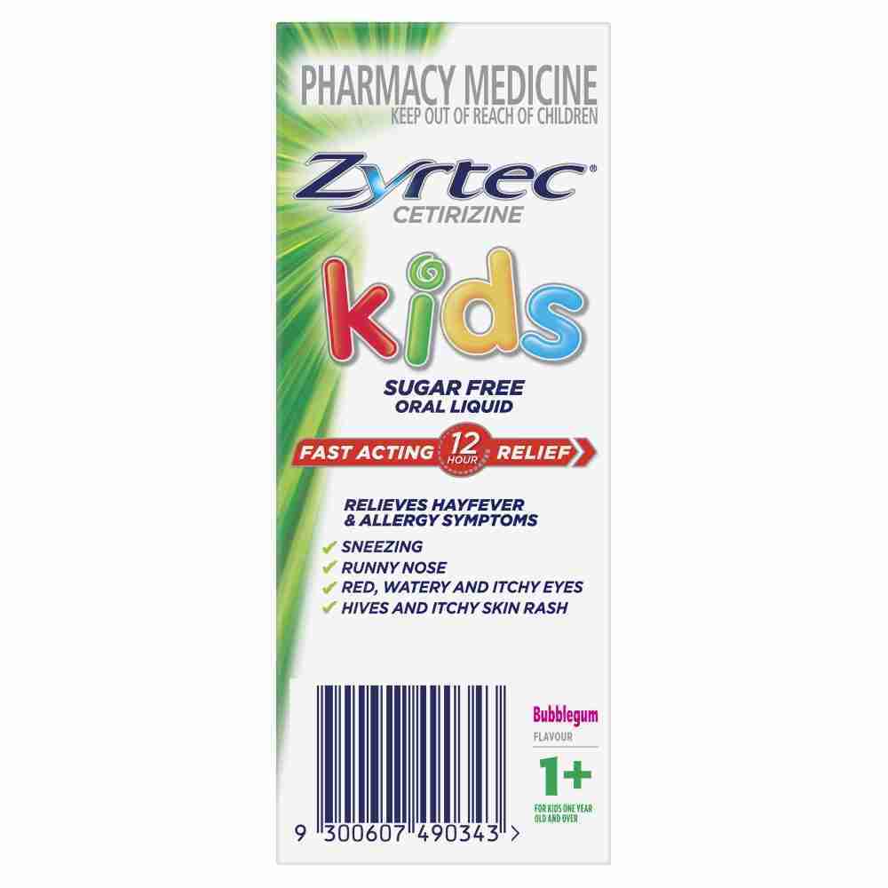 Zyrtec Kids Antihistamine Allergy & Hayfever Oral Liquid Bubblegum 120ml - Image 2