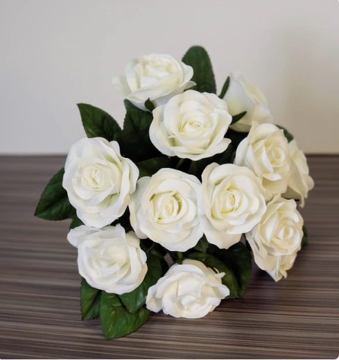 White Roses Flower Arrangement - Realistic Artificial Flowers