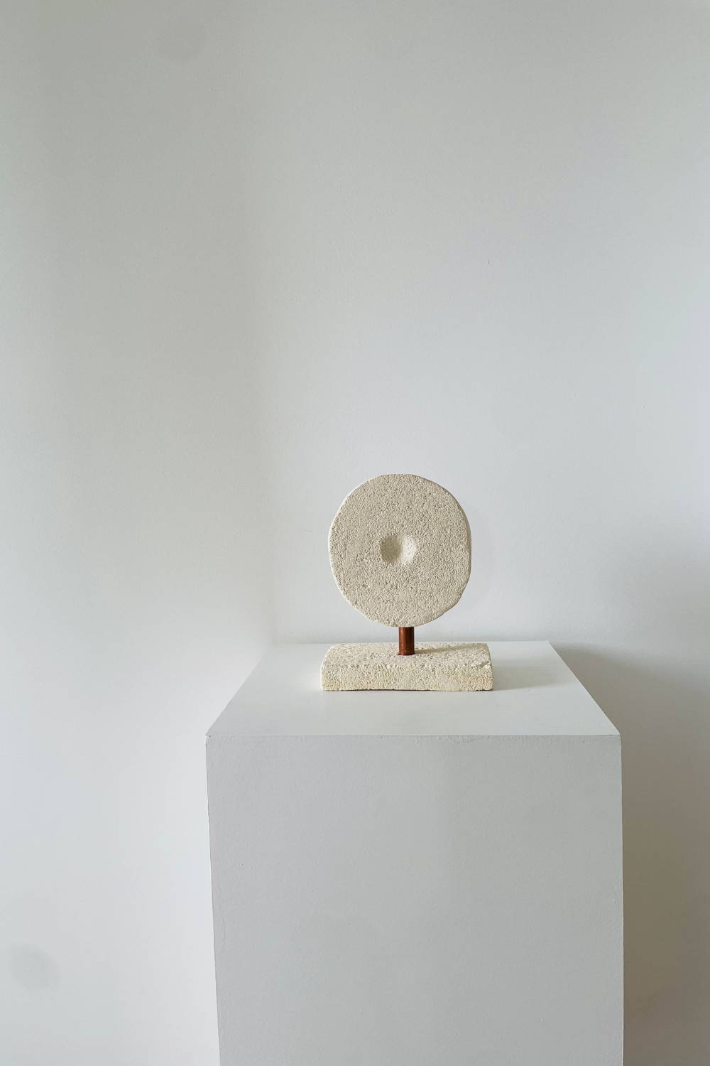 Gilani Collection Sculpture Art by Evelyn Michaelides - Hand-carved, organic-shaped limestone sculpture art.