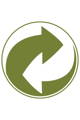 Manufacturer supports recycling programs icon. 