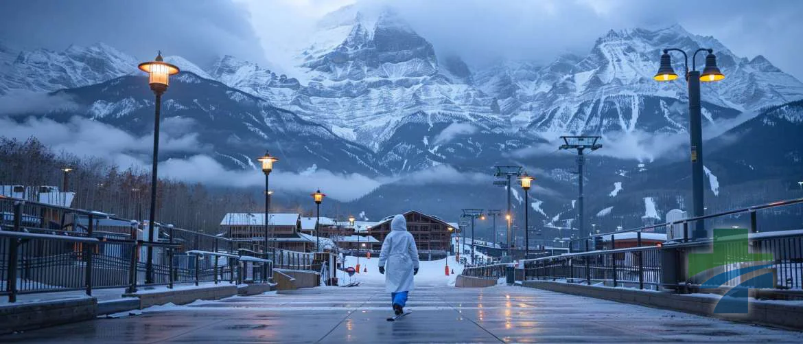 Early morning determination as a nurse heads for the ski slopes