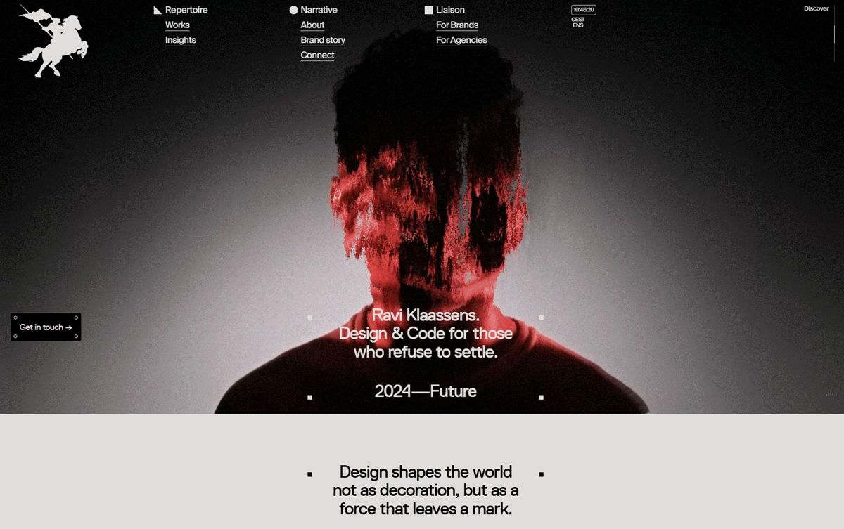 Screenshot of Ravi Klaassens, from the cool websites collection.