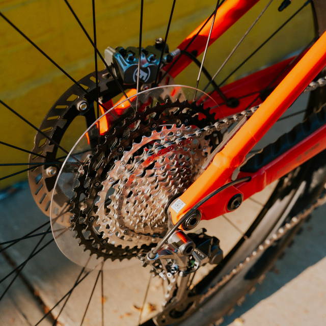 A e-MTB close up of rear cassette