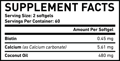 Supplement Facts of Pure Biotin with Calcium showing what the best hair skin supplements contain
