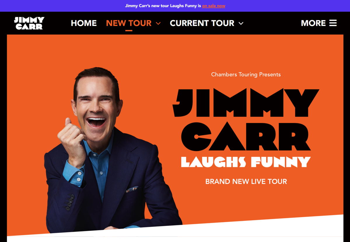 Screenshot of Jimmy Carr, from the stand-up comedian websites collection.