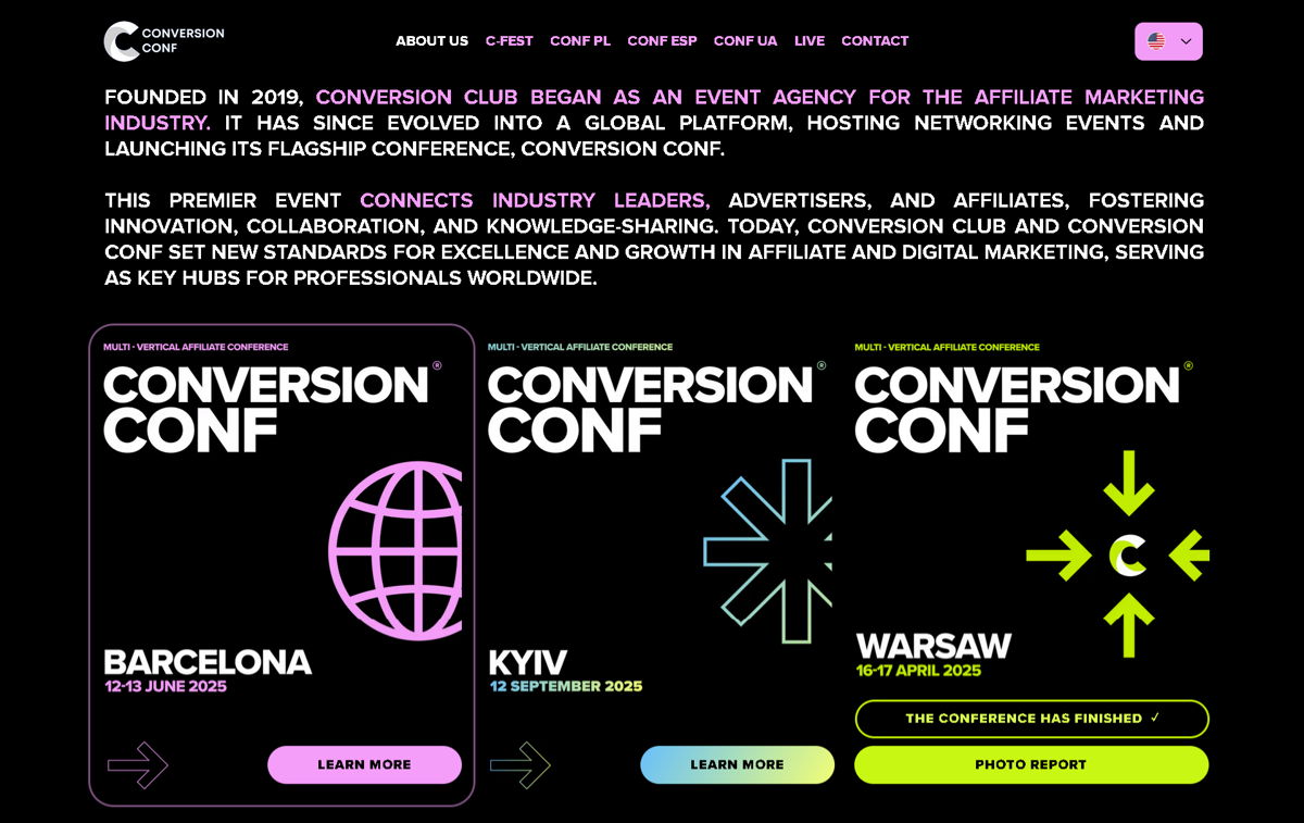 Screenshot of Conversion Conf, from the conference websites collection.