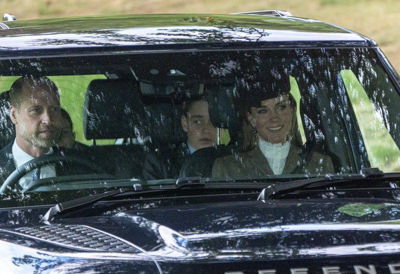 Image may contain: Prince George of Cambridge, Car, Transportation, Vehicle, Adult, Person, Wedding, Face, and Head
