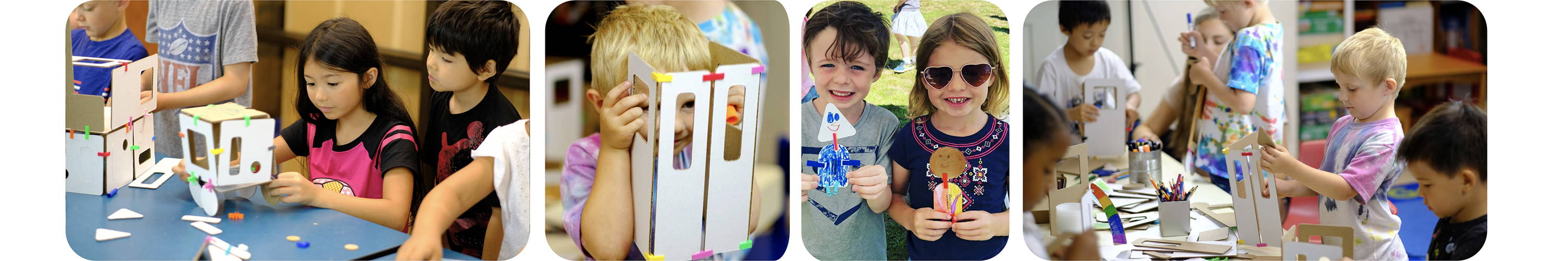 early childhood learning geometry engineering and STEM through cardboard construction