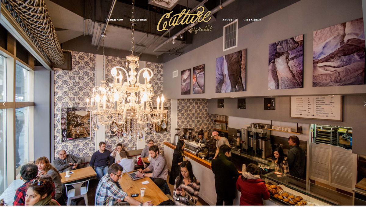 Screenshot of Culture Espresso, from the cafe & coffee shop websites collection.