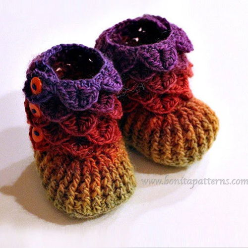 Crocodile Stitch Booties (Baby Sizes)