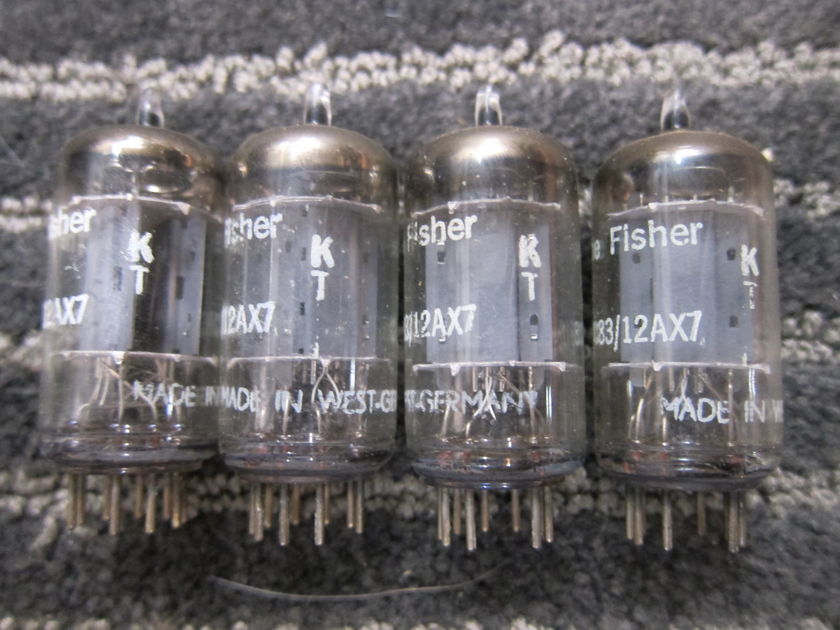 4 Vintage Telefunken ECC83/12AX7 Tubes, Matching, Super Strong, 1960s, West Germany Ex Sound, Musical + Involving