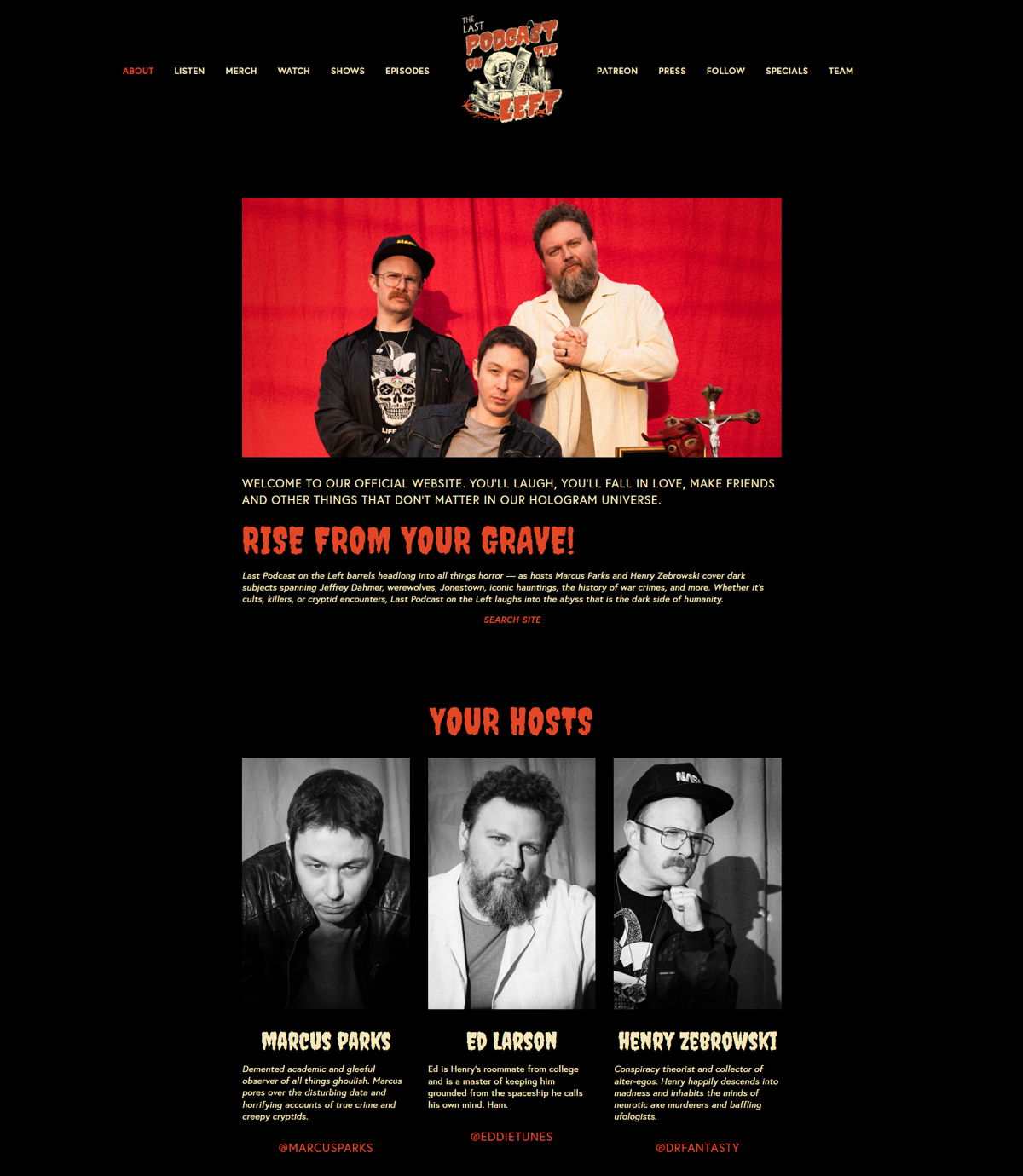 Screenshot of The Last Podcast On The Left, from the podcast websites collection.