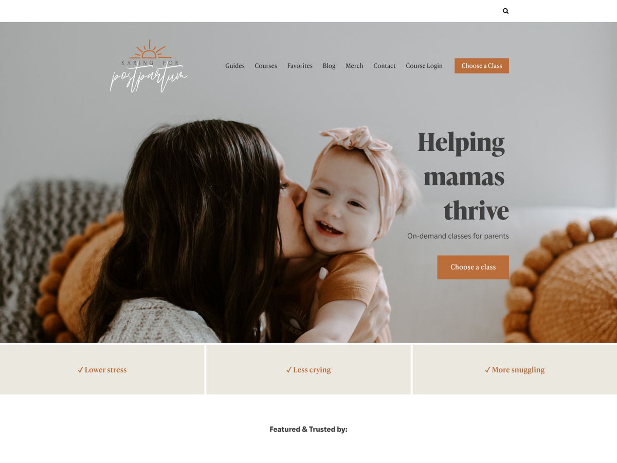 Screenshot of Karing for Postpartum, from the teacher & educator websites collection.