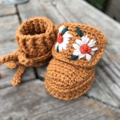 Embroidered Baby Booties Crochet Pattern
