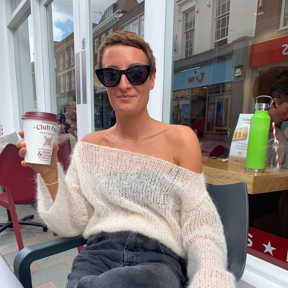 Off the shoulder mohair sweater - knitting pattern