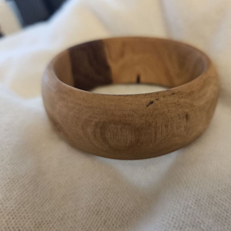 Wide solid olive wood bracelet
