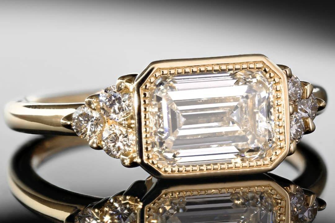 Custom designed engagement ring being showcased as a finished product