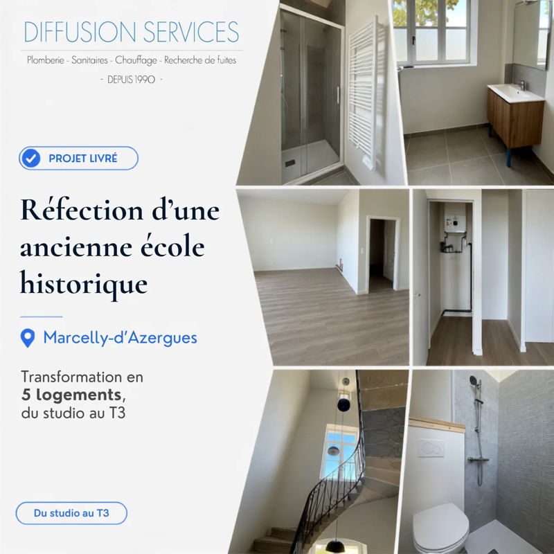 Réhabilitation d’une école en 5 logements à Marcilly‑d’Azergues à Marcilly‑d’Azergues