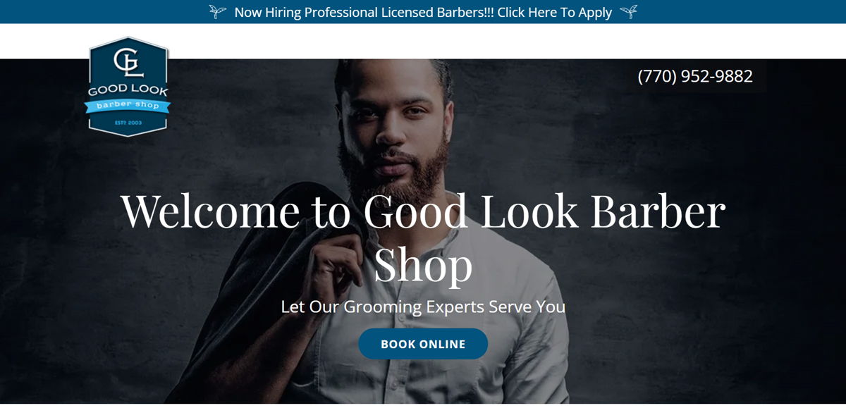 Screenshot of Good Look Barber Shop, from the barber & barbershop websites collection.