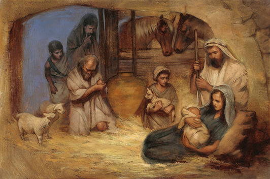 Painting of the shephereds visiting the Holy Family.