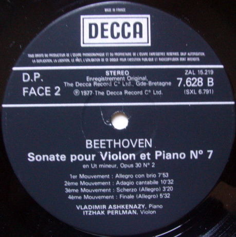DECCA France / PERLMAN-ASHKENAZY, - Beethoven Violin So...