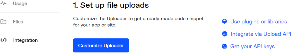 Uploadcare File Uploader customization screen