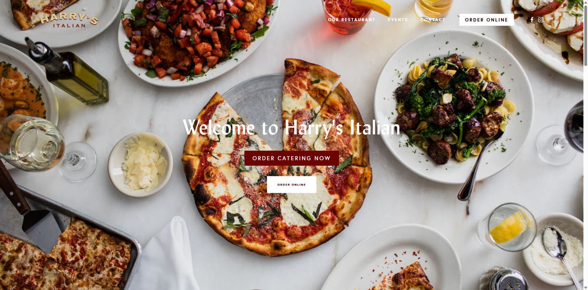 Screenshot of Harry's Italian, from the pizza place websites collection.