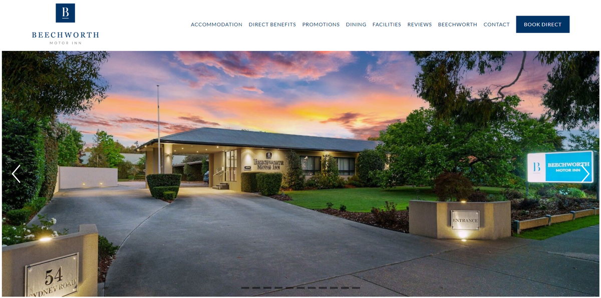 Screenshot of Beechworth Motor Inn, from the hotel websites collection.