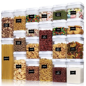 Airtight Food Storage Containers, 20 Pieces in White