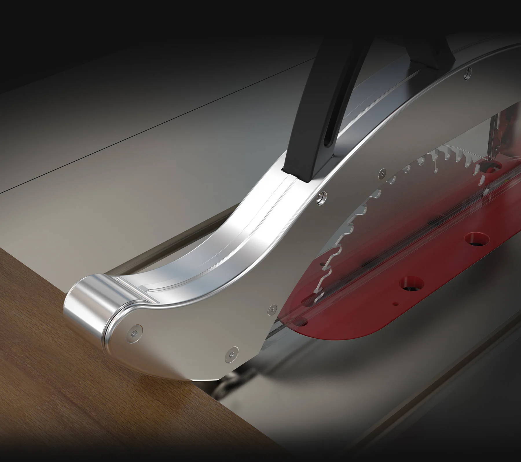 universal overhead guard table saw accessory Shark S10 stable roller feed angle design delivers smooth, resistance-free material feeding to glide with confidence