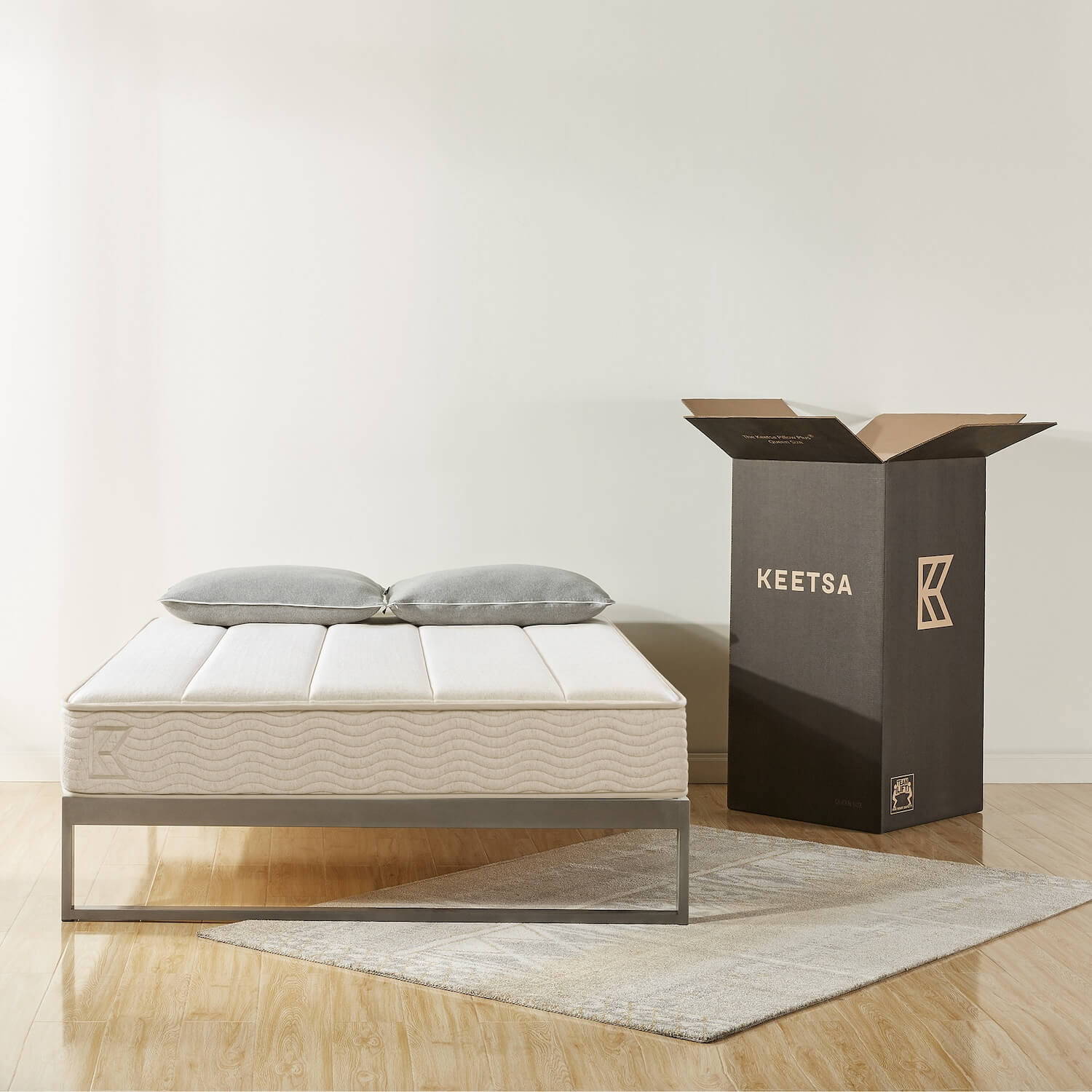 The Keetsa Tea Leaf Classic Mattress in bedroom.