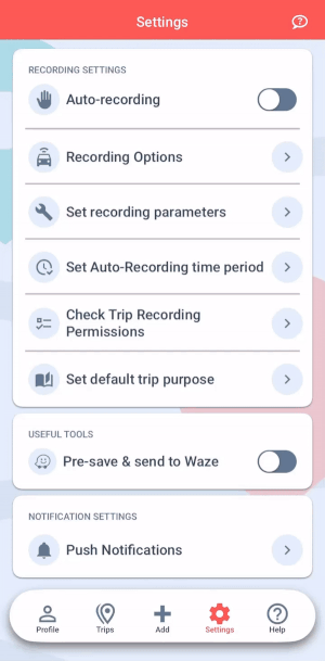 set up automatic trip recording