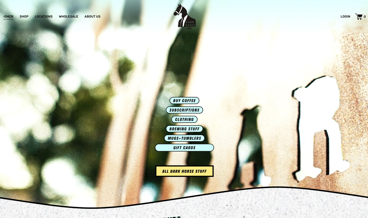 Screenshot of Dark Horse Coffee Roasters, from the ecommerce websites collection.