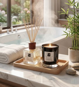 Soy Candle & Reed Diffuser Combo - Green Bamboo & Fig