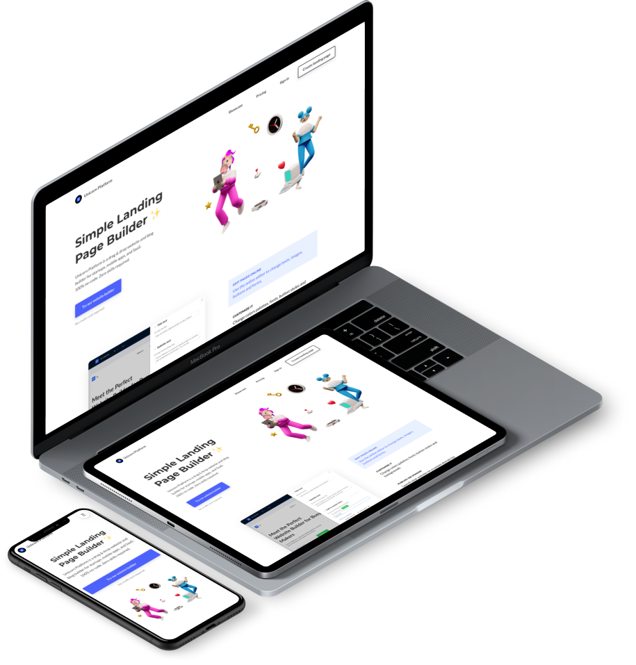 Unicorn Platform website on different devices