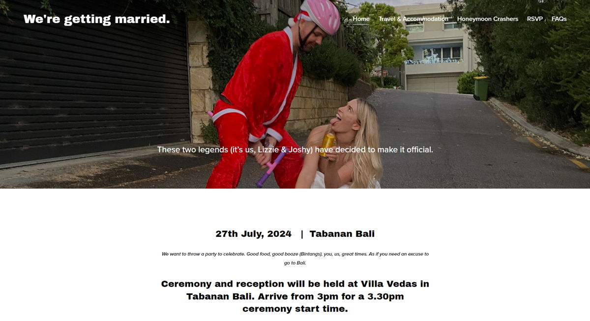 Screenshot of Lizzie and Joshy , from the wedding websites collection.