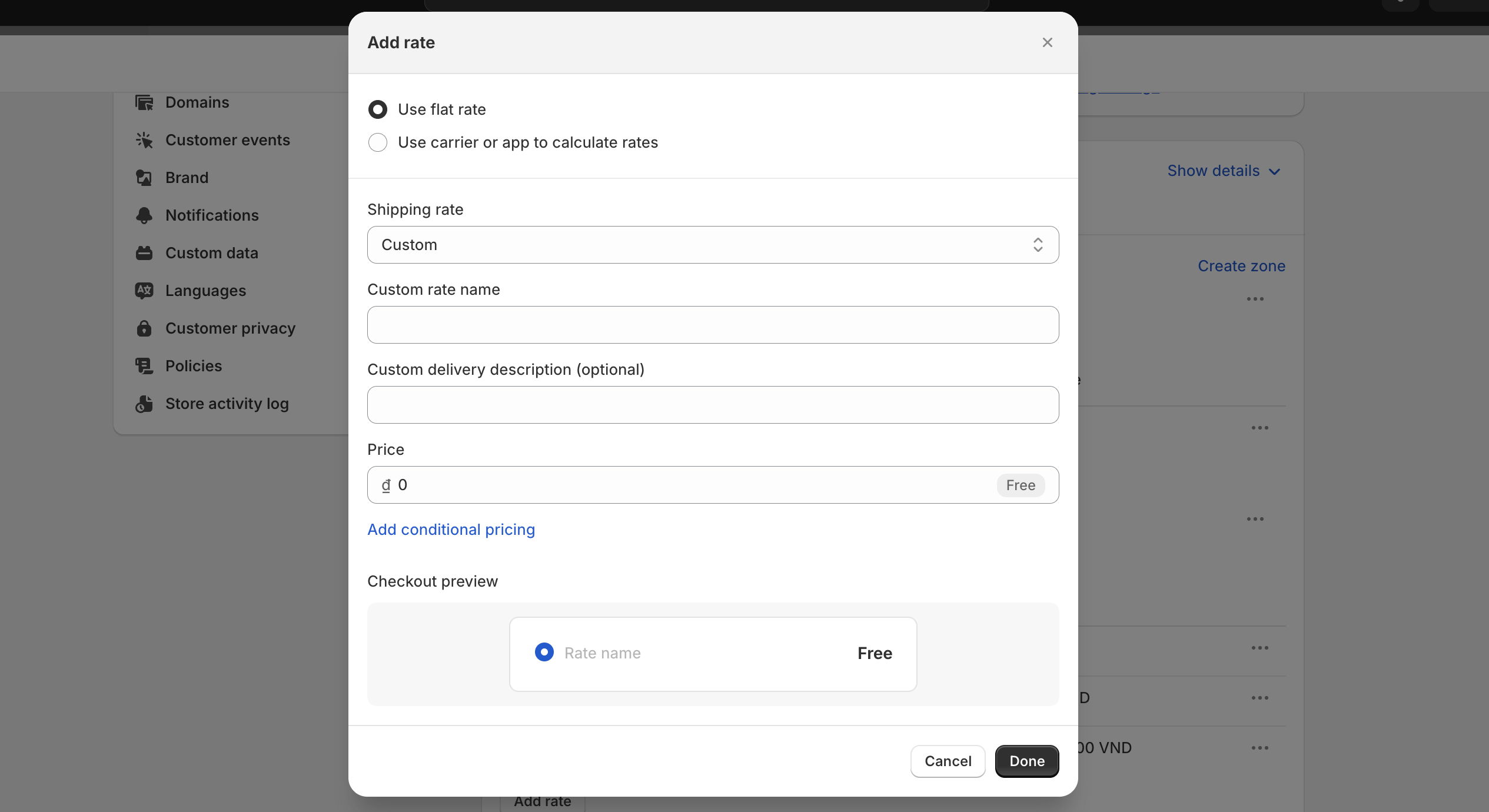 set up shopify free shipping