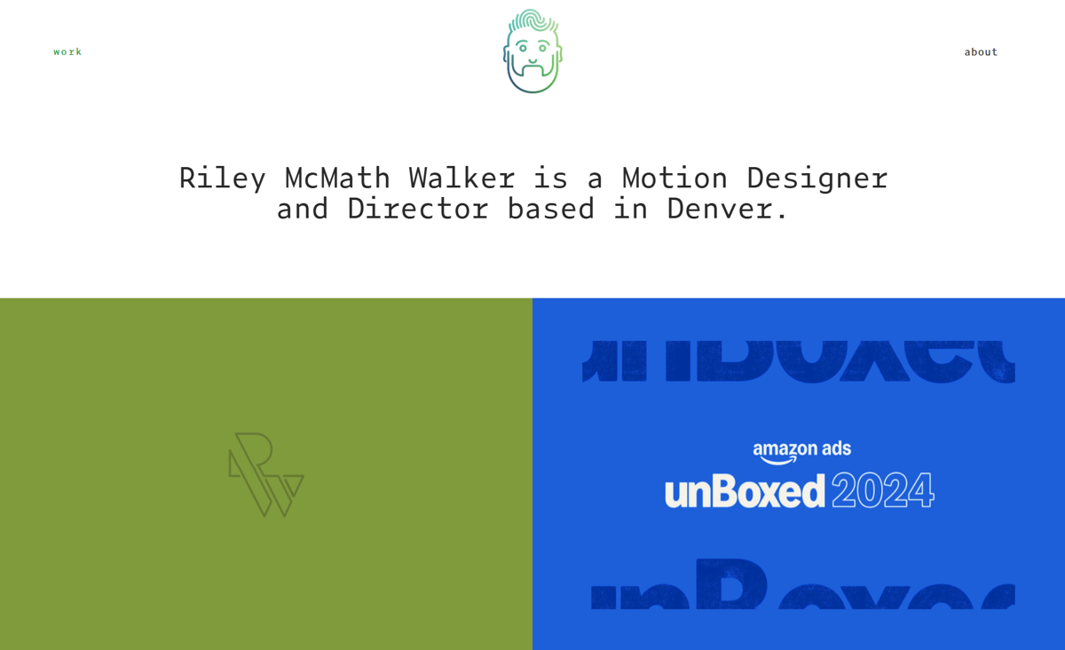 Screenshot of Riley McMath Walker, from the motion design portfolios collection.