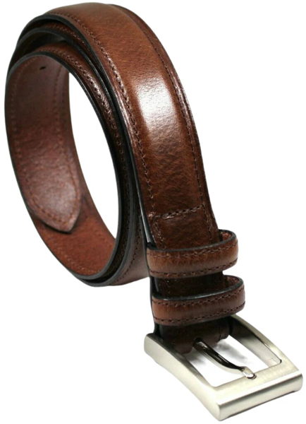 Grain Leather Belt. Brown with Silver Nickle Buckle. Style No 43019 35 MM - Image 6