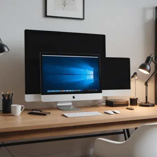 Home office ergonomic setup with natural lighting