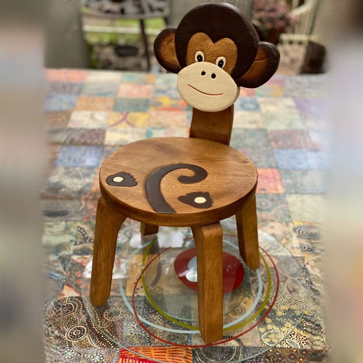 Children's hand-crafted wood Chair With back rest Animal MONKEY Theme Children’s Chair and Toddlers Stepping Stool - Image 2