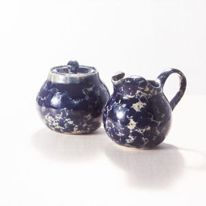Sugar Bowl and Cream Pitcher Set- blue agate
