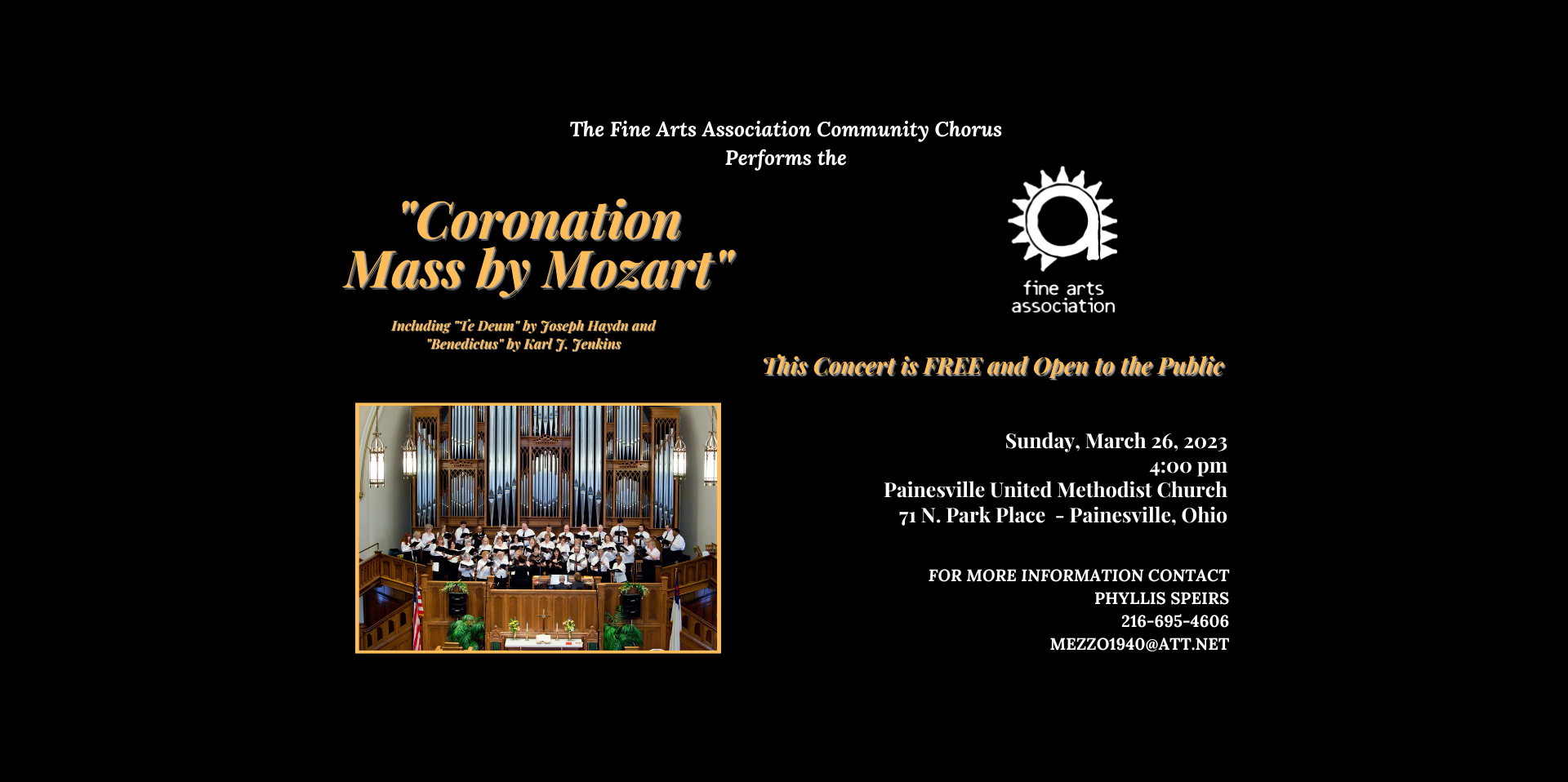 The Fine Arts Association Community Chorus presents - "Coronation Mass By Mozart" promotional image